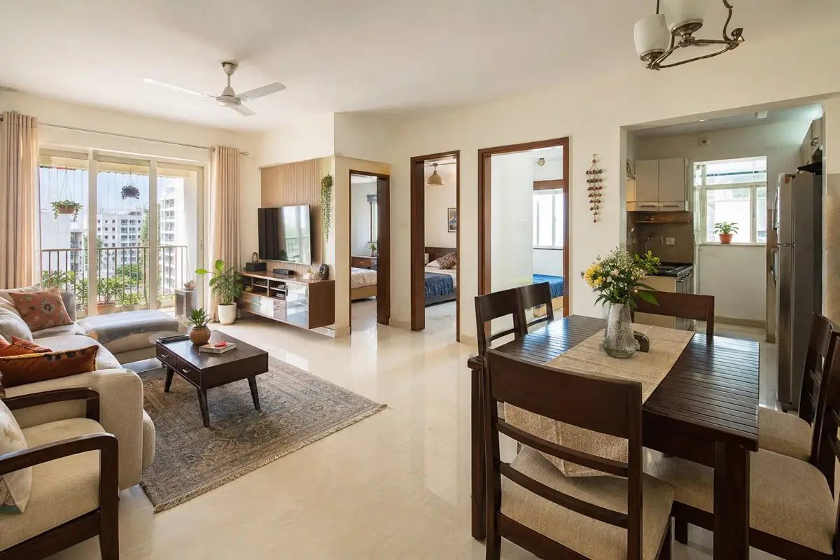 Realistic bright modern Indian 2BHK apartment