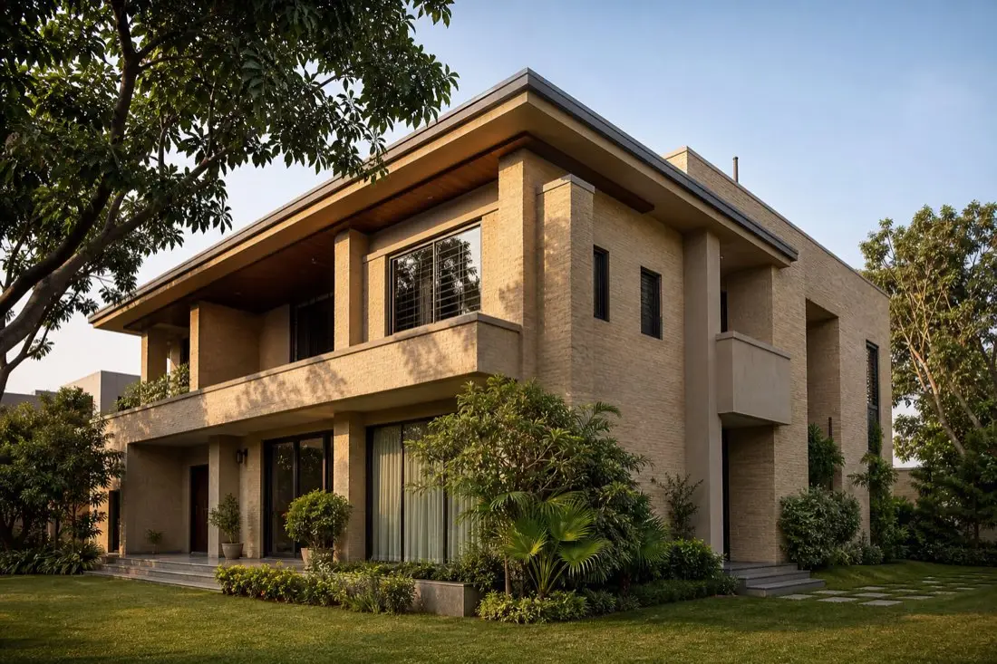 Realistic contemporary Indian south-west facing house