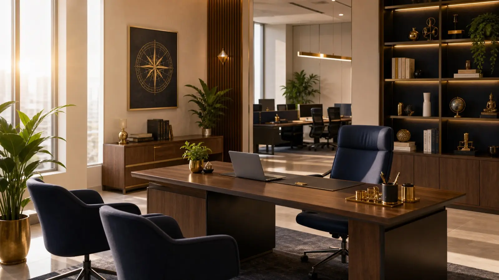 Realistic Indian study room and home office with desk, calm colours, natural light and Vastu planning feel